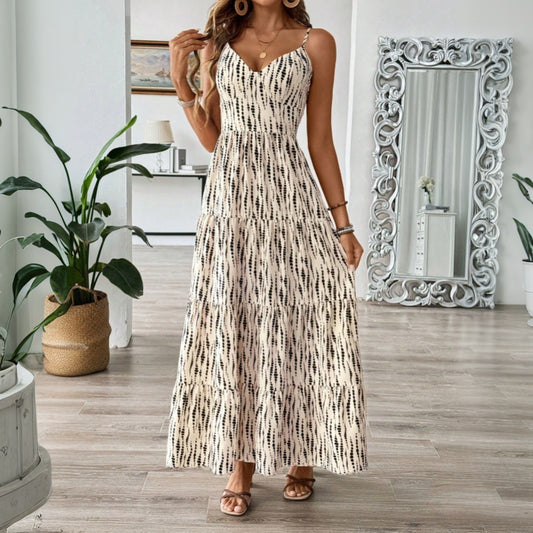 Robe longue fluide à bretelles fines