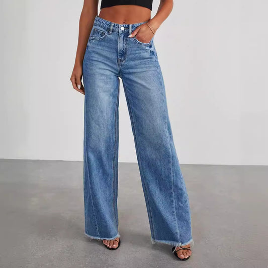 Jean Signature Taille Haute Coupe Large Moderne